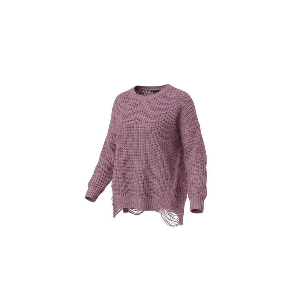 L.A. Gold Sweater Womens 3X Pink Distressed Fringe Open Knit Pullover